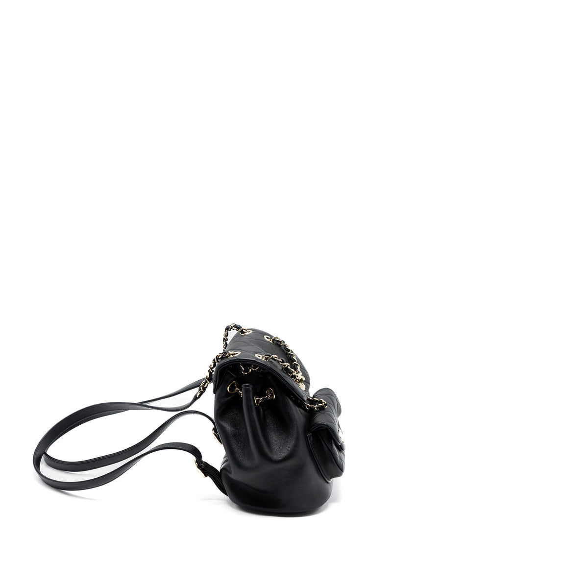 CHANEL MINI DUMA BACKPACK LAMBSKIN BLACK LGHW (MICROCHIP)