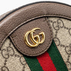 GUCCI OPHIDIA GG MINI ROUND SHOULDER BAG GG SUPREME CANVAS / BROWN GHW