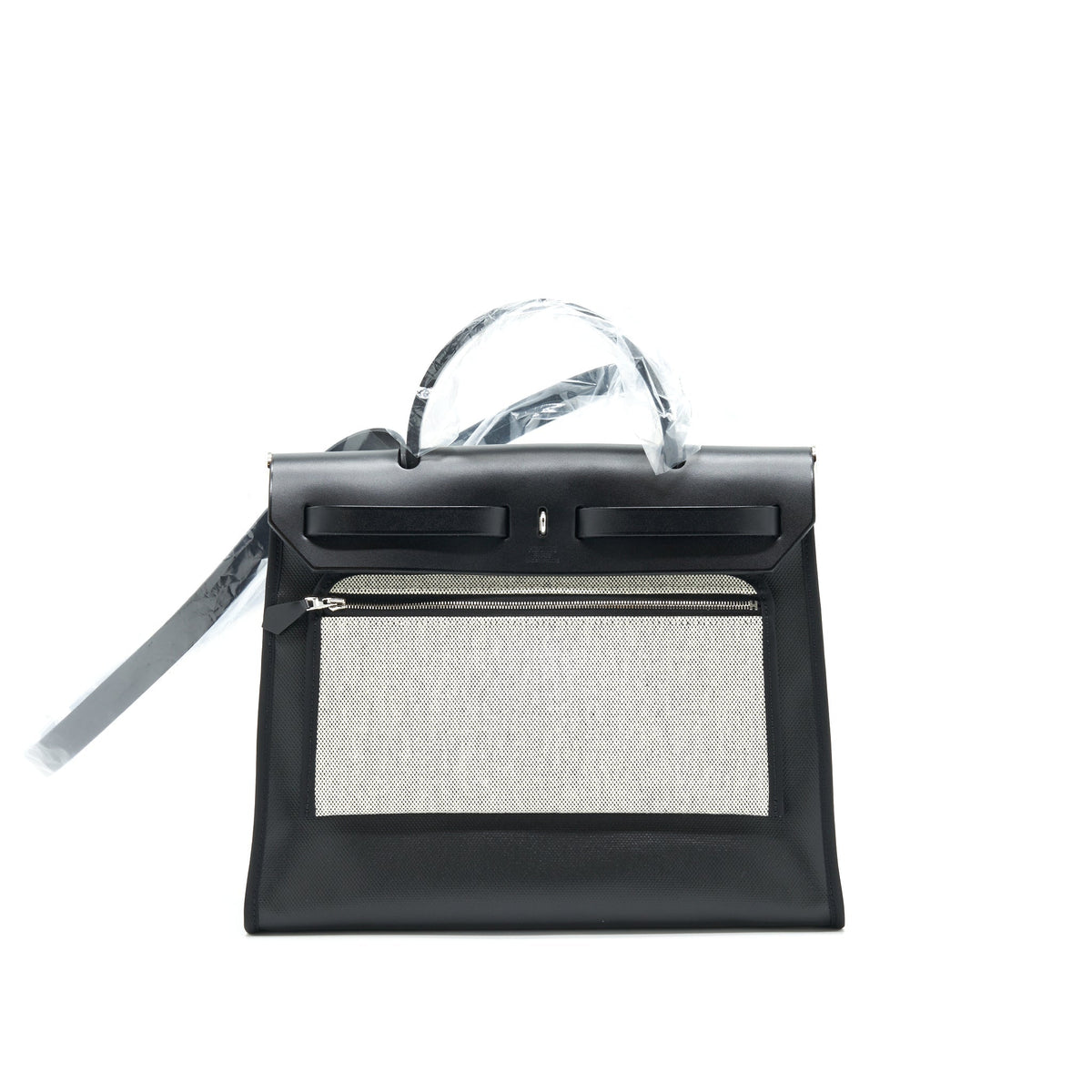 HERMES HERBAG 31 WITH BERLINE CANVAS AND HUNTER IN BLACK