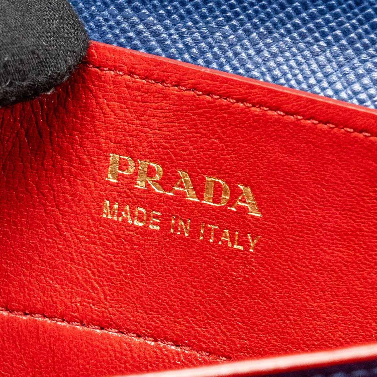 Prada Saffiano Cuir Double Bag Saffiano Leather Blue/Red GHW