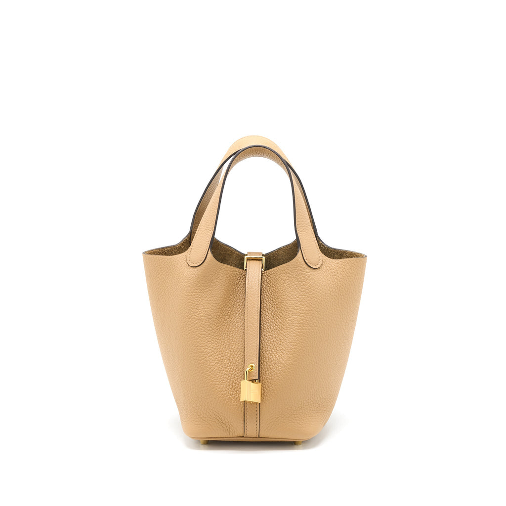 Hermes Picotin 18 Lock Bag Clemence 0M Chai GHW
