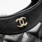 CHANEL MINI 31 CLUTCH WITH CHAIN SHINY LAMBSKIN BLACK LGHW (MICROCHIP)