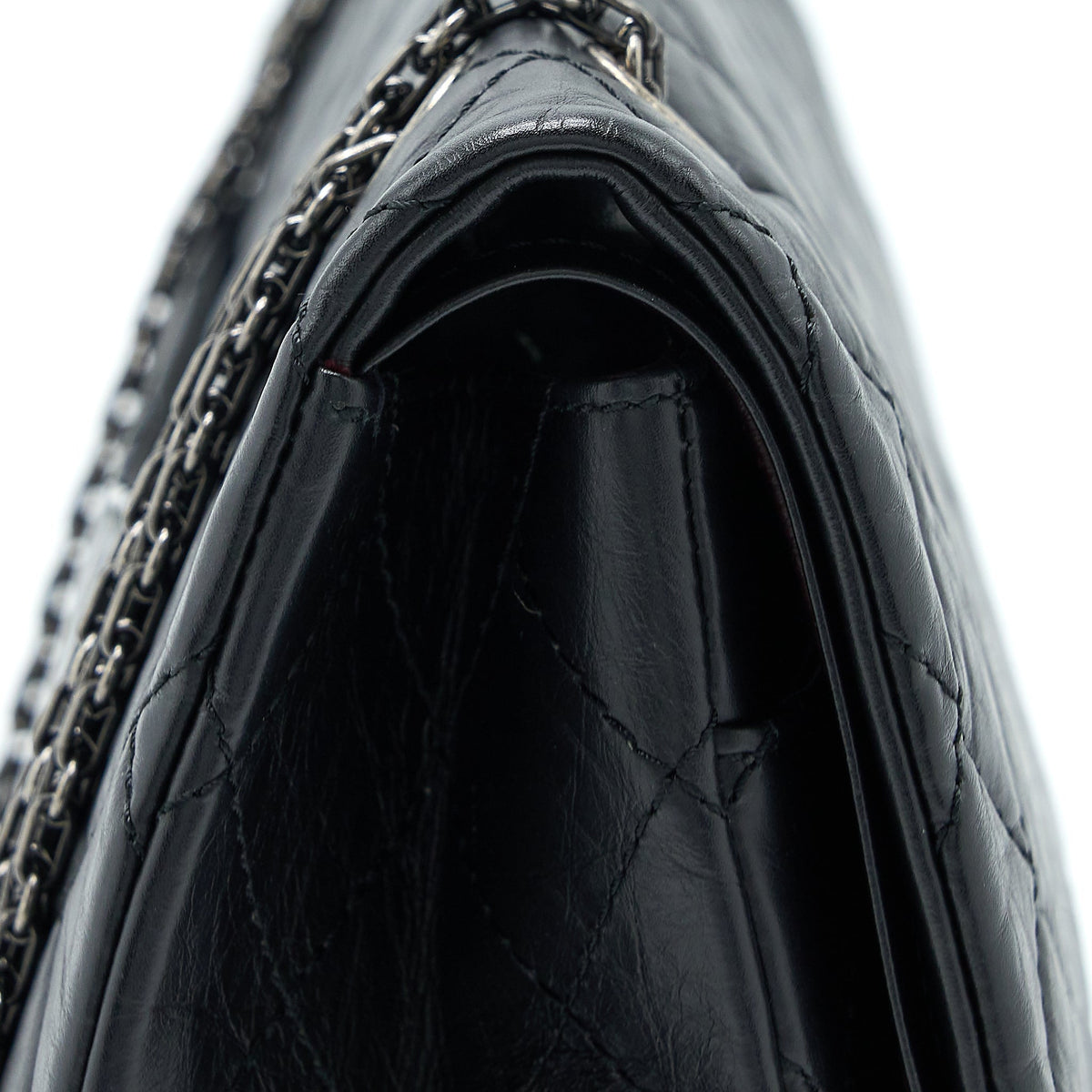 CHANEL 2.55 REISSUE 227 AGED CALFSKIN BLACK RUTHENIUM SHW