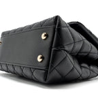 CHANEL SMALL COCO HANDLE WITH LIZARD EMBOSSED HANDLE CAVIAR BLACK LGHW