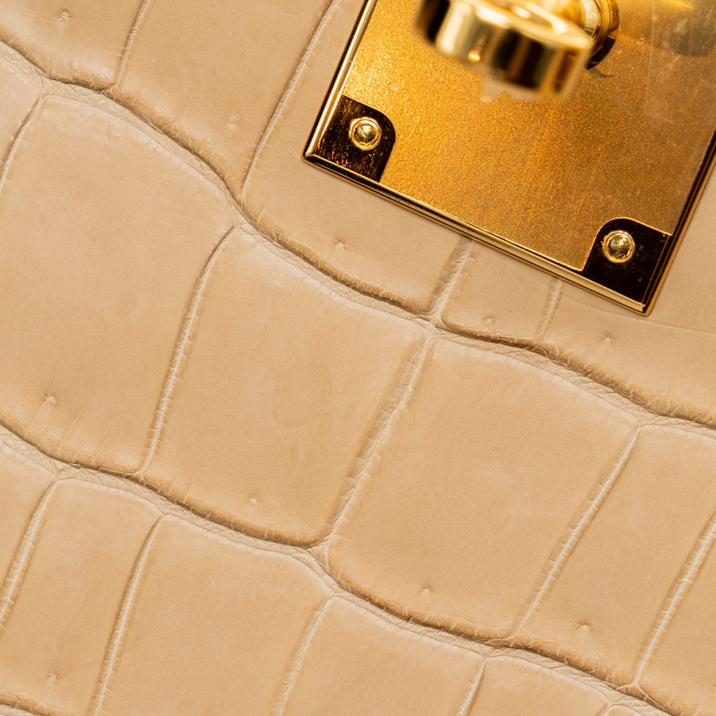 Hermes Birkin 30 Matte Crocodile Porosus Chai GHW