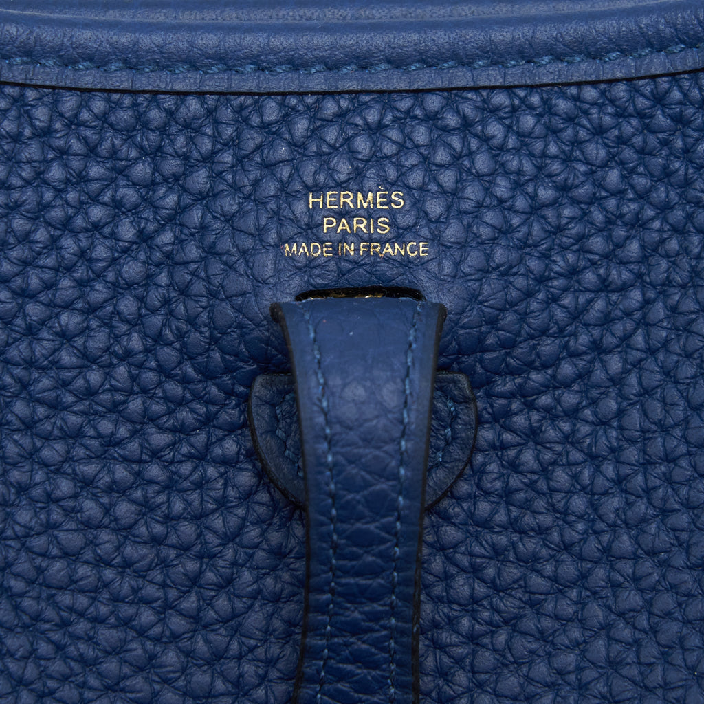 Hermes Mini Evelyne Clemence Deep Blue GHW