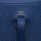 Hermes Mini Evelyne Clemence Deep Blue GHW