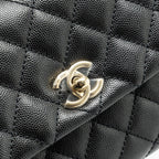 CHANEL SMALL COCO HANDLE WITH LIZARD EMBOSSED HANDLE CAVIAR BLACK LGHW