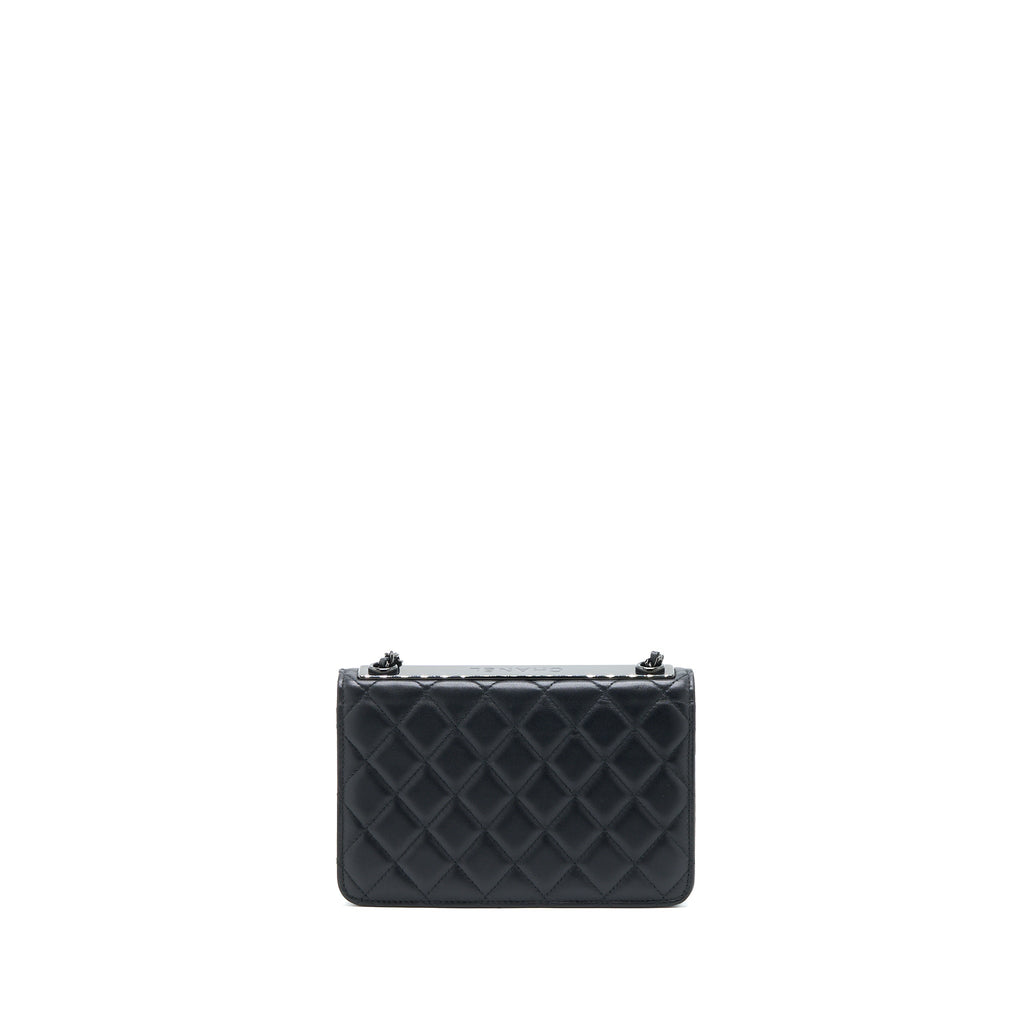 CHANEL TRENDY CC WALLET ON CHAIN LAMBSKIN SO BLACK WITH BLACK HARDWARE (MICROCHIP)