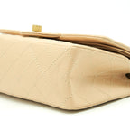CHANEL 2.55 225 REISSUE DOUBLE FLAP BAG CALFSKIN LIGHT BEIGE GHW