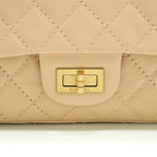 CHANEL 2.55 225 REISSUE DOUBLE FLAP BAG CALFSKIN LIGHT BEIGE GHW