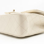 Chanel Small Classic Double Flap Bag Caviar Ivory LGHW (Microchip)