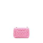 CHANEL MINI RECTANGULAR FLAP BAG TWEED PINK LGHW (MICROCHIP)