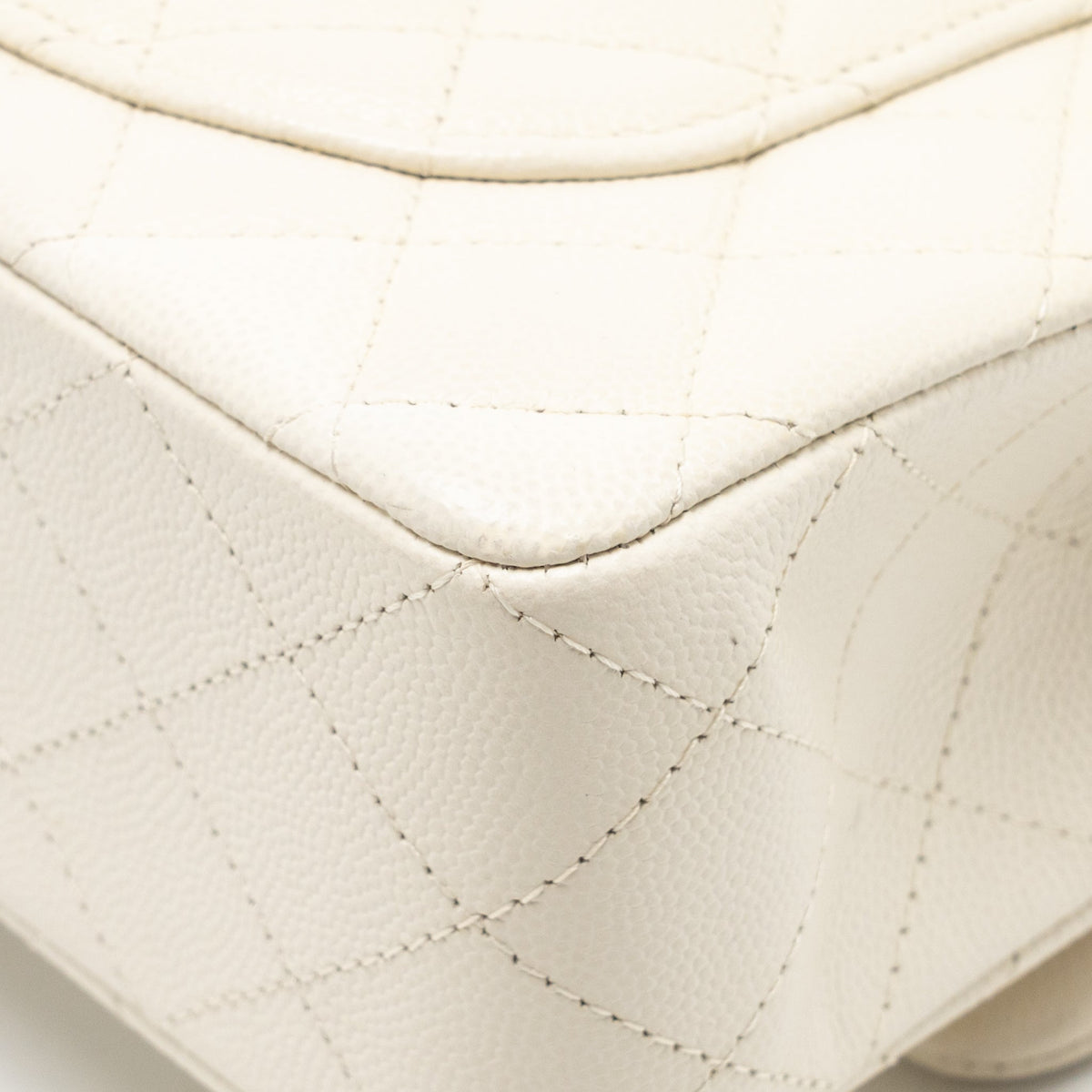 Chanel Small Classic Double Flap Bag Caviar Ivory LGHW (Microchip)