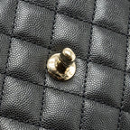 CHANEL SMALL COCO HANDLE WITH LIZARD EMBOSSED HANDLE CAVIAR BLACK LGHW