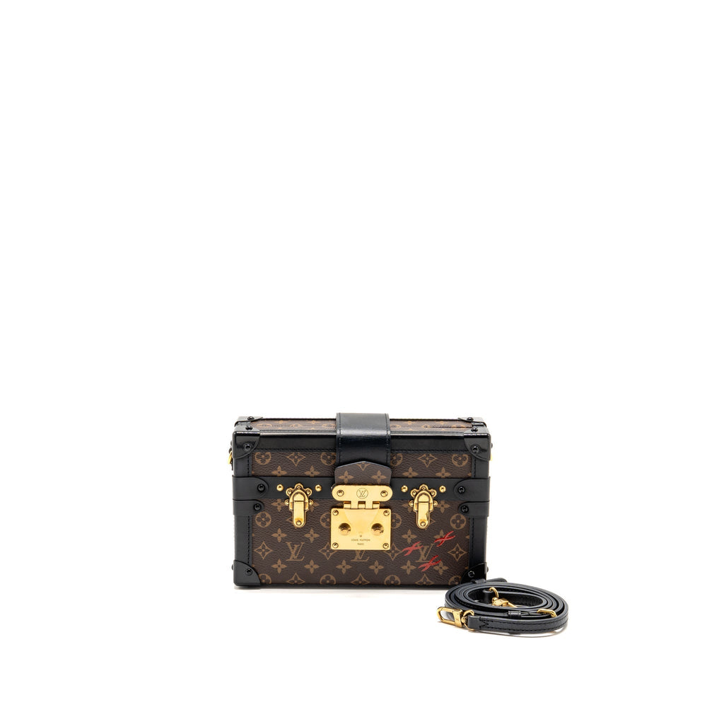 LOUIS VUITTON PETIT MALLE LEATHER/MONOGRAM CANVAS Black/Brown GHW