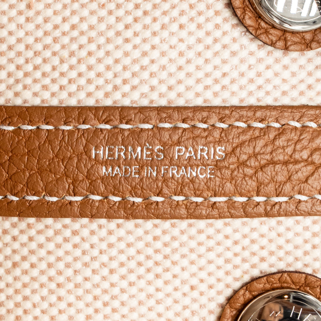 Hermes neo garden party 23 canvas/negonda ecru-beige/gold SHW