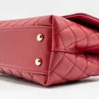 CHANEL SMALL COCO HANDLE CAVIAR RED LGHW (MICROCHIP)