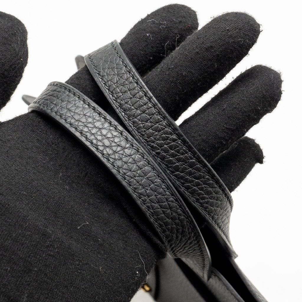 Hermes Halzan 25 Clemence Black GHW