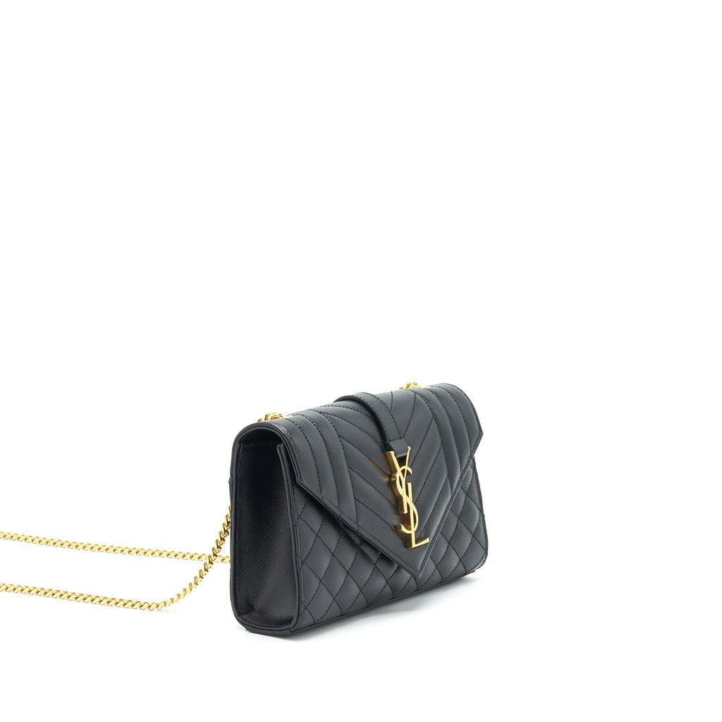 LAURENT SMALL ENVELOPE CROSSBODY BAG BLACK WITH GHW