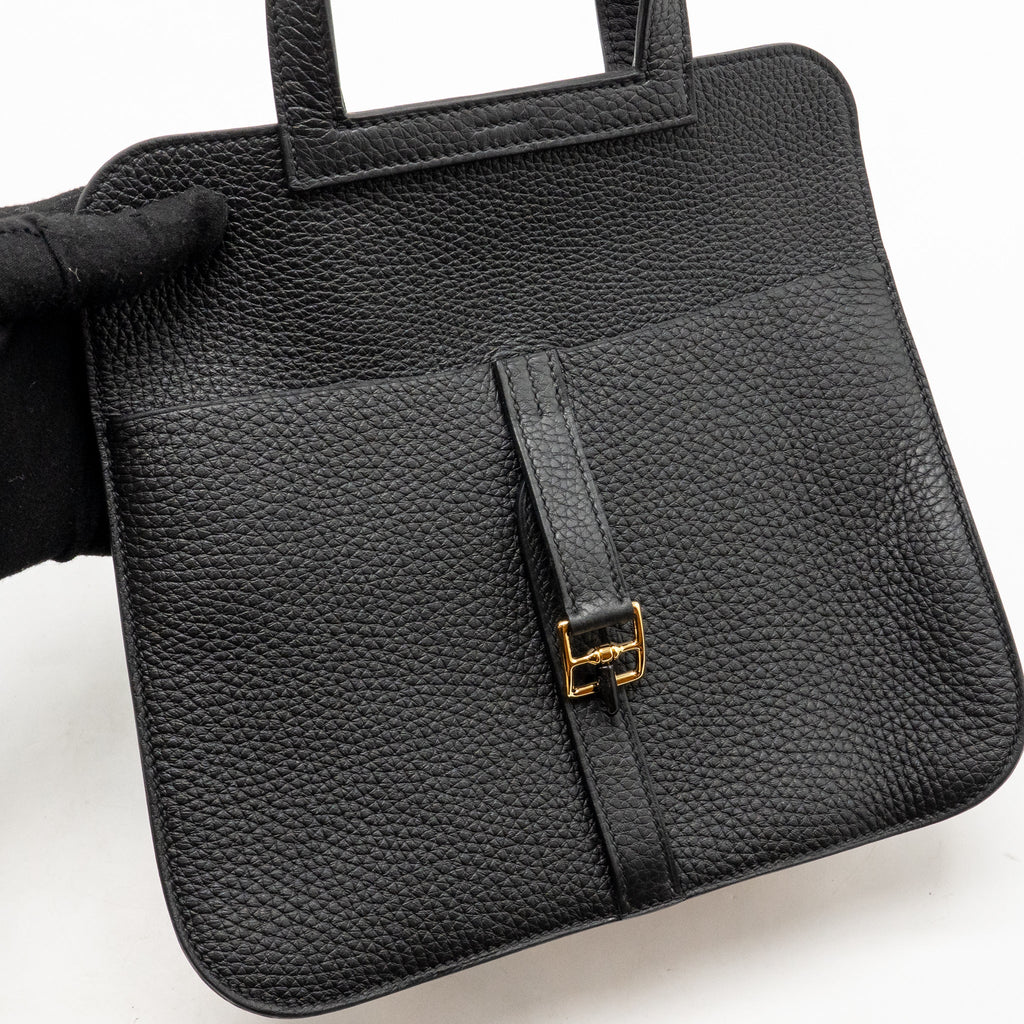 Hermes Halzan 25 Clemence Black GHW
