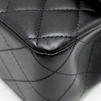 CHANEL MEDIUM CLASSIC DOUBLE FLAP BAG LAMBSKIN BLACK SHW (MICROCHIP)