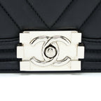 CHANEL NEW MEDIUM BOY BAG CHEVRON LAMBSKIN BLACK SHW