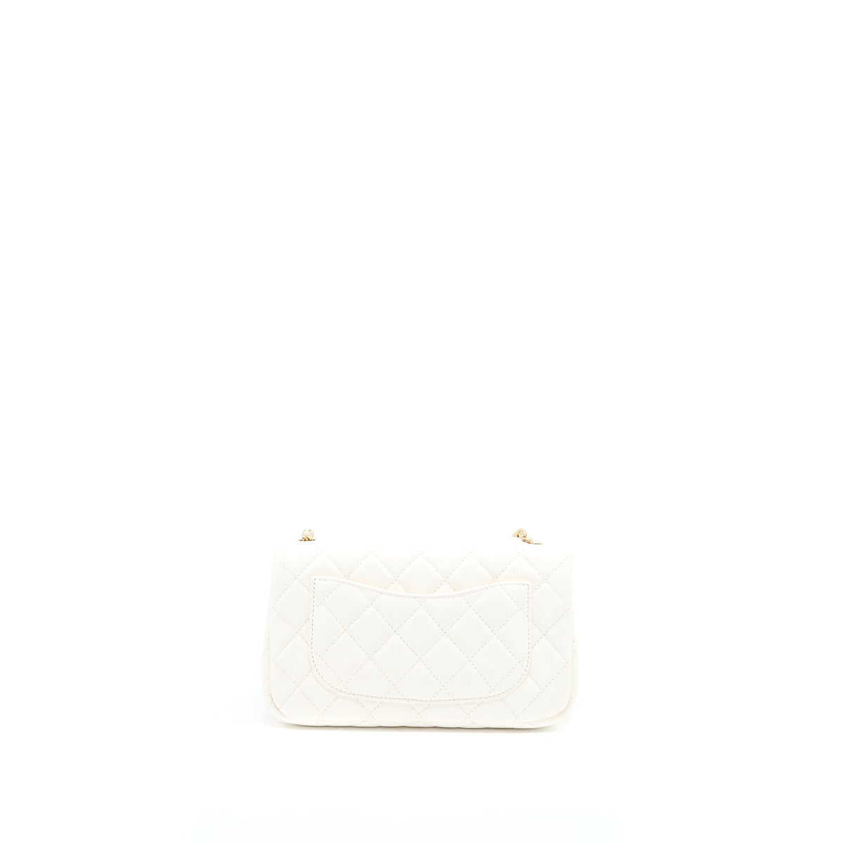 CHANEL PEARL CRUSH MINI RECTANGULAR LAMBSKIN WHITE GHW (MICROCHIP)