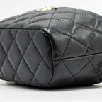 CHANEL 25C DETAIL CC LOGO QUILTED HOBO BAG CAVIAR BLACK LGHW (MICROCHIP)
