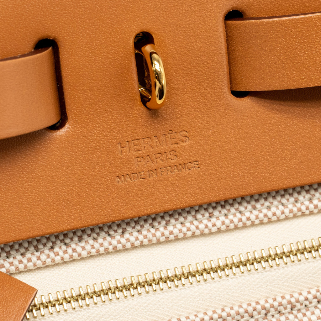 HERMES Circuit 24 HERBAG 31 ZIP BAG CHAINE D’ANCRE CANVAS / LEATHER BEIGE GHW