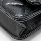 CHANEL DETAILED STRAP WALLET ON CHAIN LAMBSKIN BLACK WITH MULTICOLOUR HARDWARE (MICROCHIP)