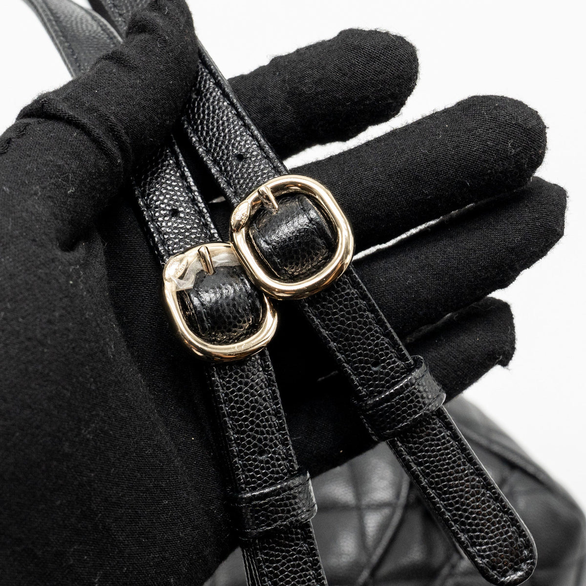 CHANEL QUILTED MINI BACKPACK CAVIAR BLACK LGHW (MICROCHIP)