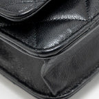 CHANEL DETAILED STRAP WALLET ON CHAIN LAMBSKIN BLACK WITH MULTICOLOUR HARDWARE (MICROCHIP)