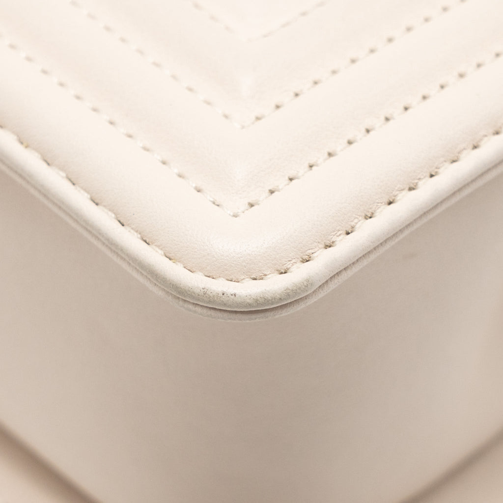 CHANEL SMALL BOY BAG LAMBSKIN CREAM WHITE GHW