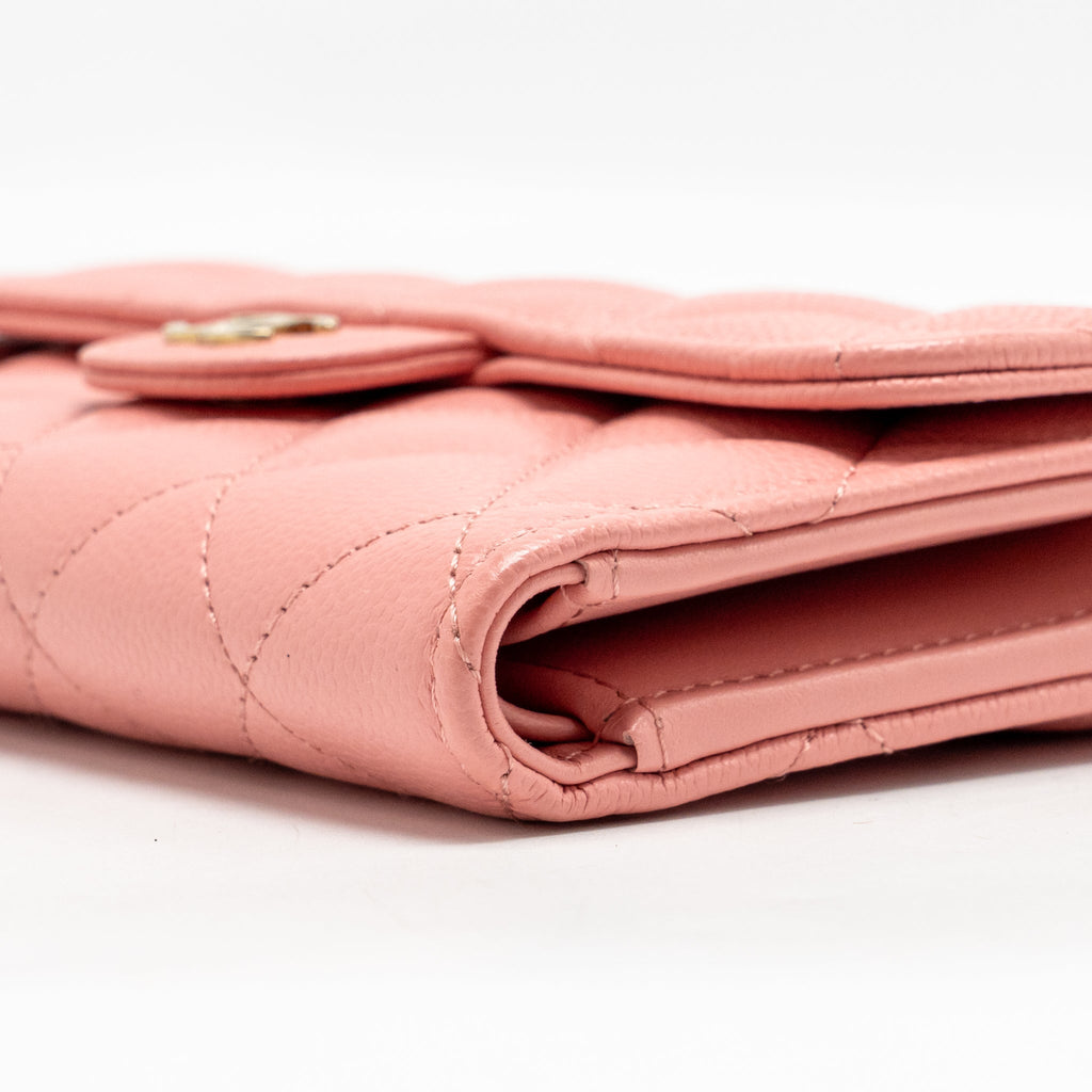 Chanel Classic Flap Wallet Caviar Pink LGHW（Microchip）