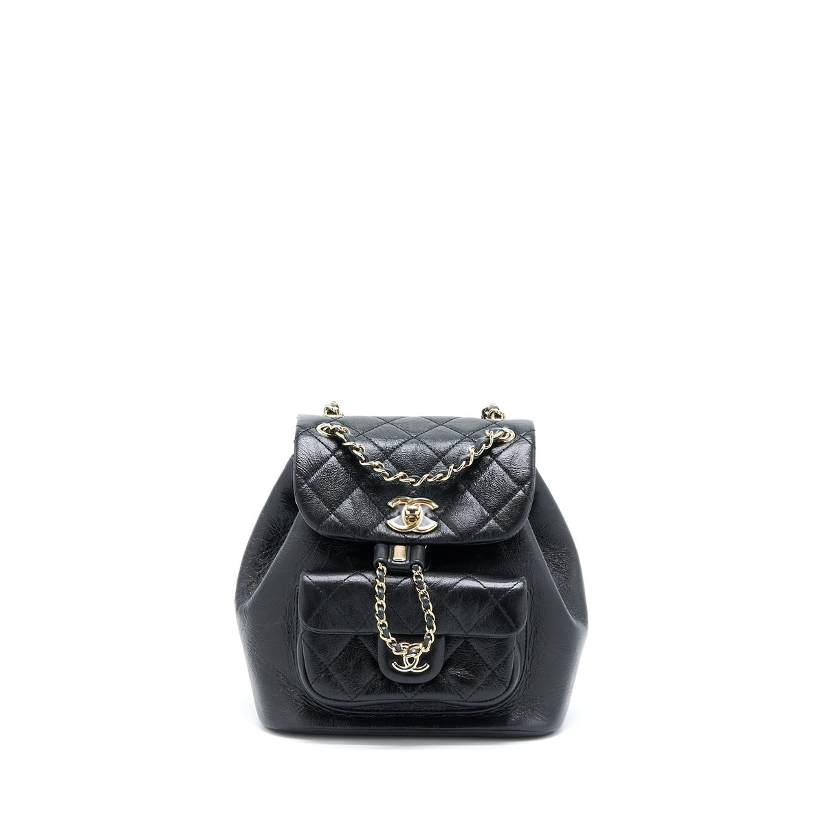 CHANEL 22C MINI DUMA BACKPACK AGED CALFSKIN BLACK LGHW (MICROCHIP)