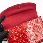 LOUIS VUITTON FLAP SHOULDER EVENING BAG PATENT LEATHER RED GHW