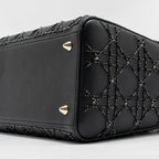 DIOR MEDIUM LADY DIOR EMBELLISHED CANNAGE LIMITED EDITION CALFSKIN BLACK LGHW
