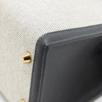 Hermes Kelly 25 TOILE H/SWIFT Ecru-Ardoise/Ardoise GHW