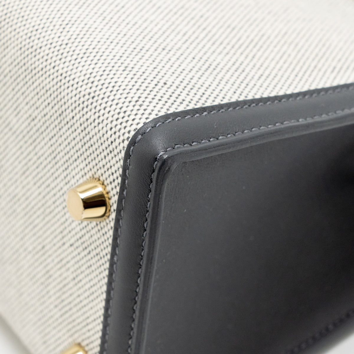 Hermes Kelly 25 TOILE H/SWIFT Ecru-Ardoise/Ardoise GHW