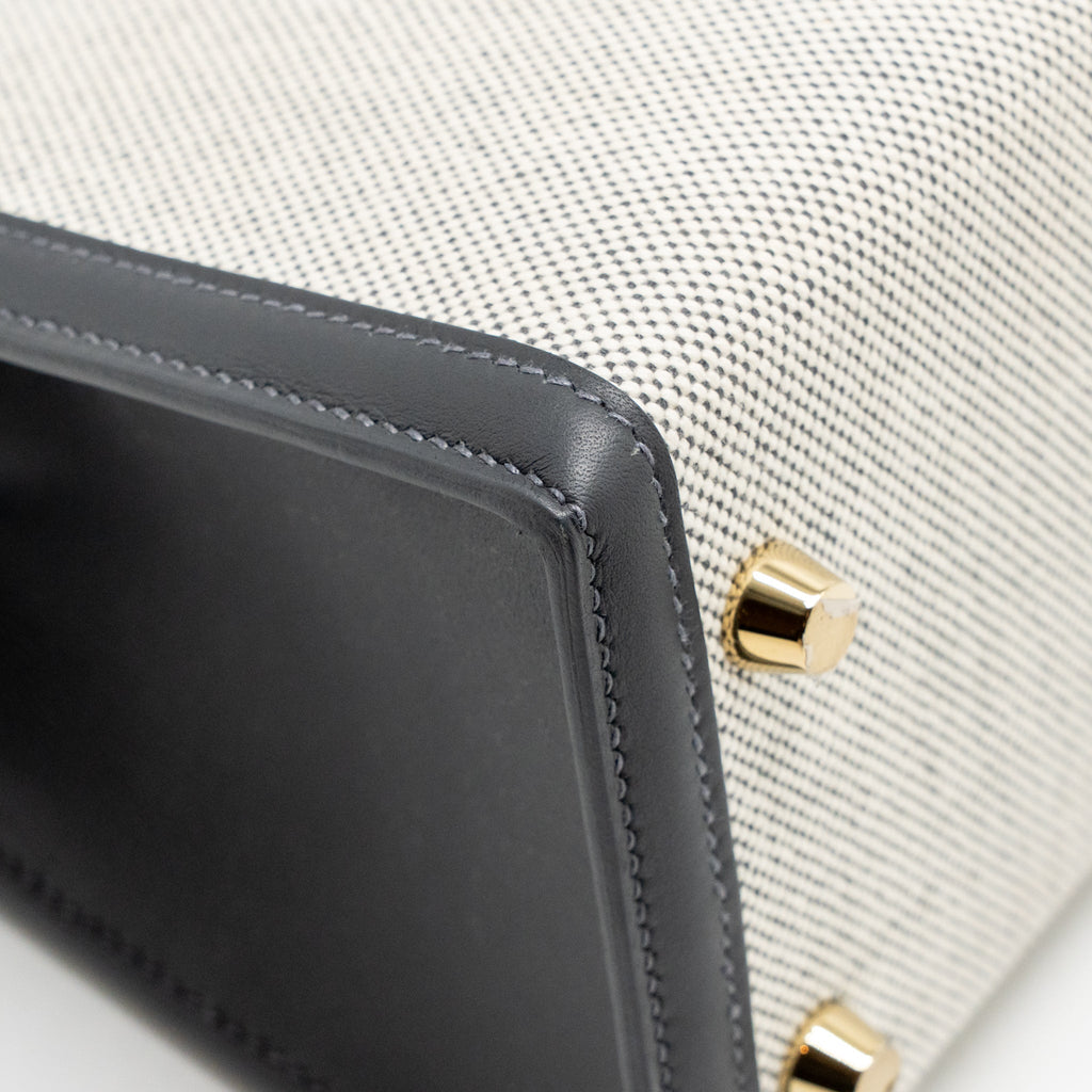 Hermes Kelly 25 TOILE H/SWIFT Ecru-Ardoise/Ardoise GHW