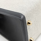 Hermes Kelly 25 TOILE H/SWIFT Ecru-Ardoise/Ardoise GHW