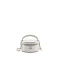 Chanel 25C Double Top Handle Round Vanity Case Lambskin Metallic Silver SHW (Microchip)
