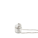 Chanel 25C Double Top Handle Round Vanity Case Lambskin Metallic Silver SHW (Microchip)