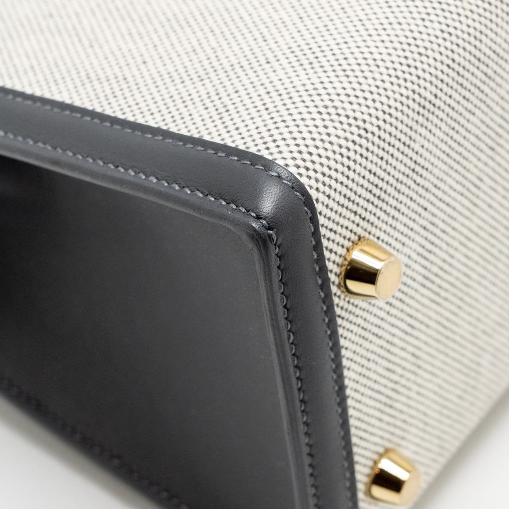 Hermes Kelly 25 TOILE H/SWIFT Ecru-Ardoise/Ardoise GHW