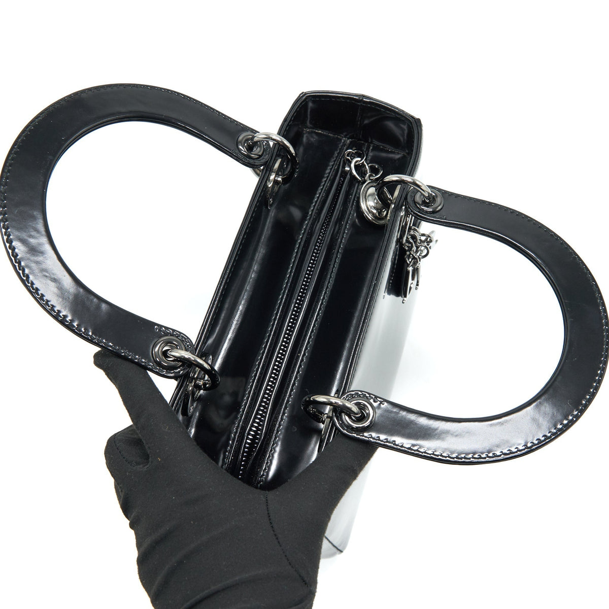 CHRISTIAN DIOR MEDIUM LADY DIOR CALFSKIN IN BLACK BHW