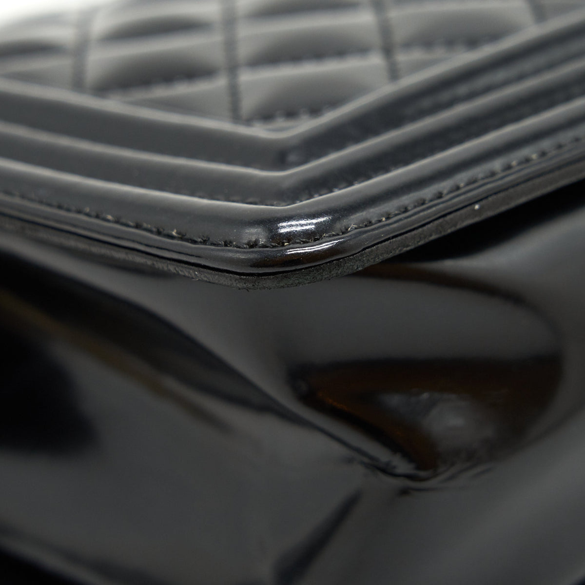CHANEL MEDIUM LE BOY PATENT LEATHER BLACK LGHW