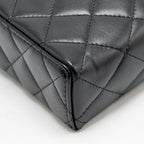 CHANEL 25B CC TOP HANDLE VANITY WITH CHAIN LAMBSKIN BLACK LGHW (MICROCHIP)
