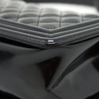 CHANEL MEDIUM LE BOY PATENT LEATHER BLACK LGHW