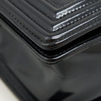 CHANEL MEDIUM LE BOY PATENT LEATHER BLACK LGHW
